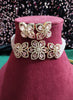 N0498_Classy pink crystal flower design choker necklace set studded  with  American diamond stones.