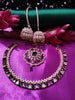 N0505_Gorgeous  designer rose gold american diamond embellished necklace set with a touch of  multi colour