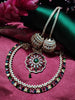 N0505_Gorgeous  designer rose gold american diamond embellished necklace set with a touch of  multi colour