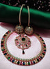 N0505_Gorgeous  designer rose gold american diamond embellished necklace set with a touch of  multi colour
