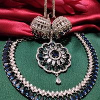N0508_Elegant designer necklace embellished with american diamond stones with a touch of delicate stone work.
