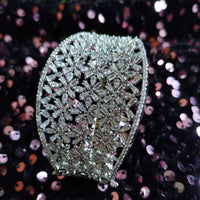 B0309_Designer flower design broad  bracelets studded with delicate work of american diamond stones.