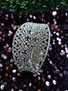 B0309_Designer flower design broad  bracelets studded with delicate work of american diamond stones.