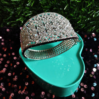 B0309_Designer flower design broad  bracelets studded with delicate work of american diamond stones.