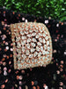 B0310_Designer rose gold broad  bracelets studded with delicate work of american diamond stones.