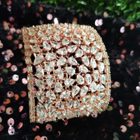 B0310_Designer rose gold broad  bracelets studded with delicate work of american diamond stones.