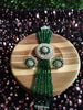 N0506_Classic designer green crystal Grand circular pendant choker necklace set studded  with  American diamond stones.