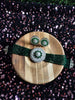 N0506_Classic designer green crystal Grand circular pendant choker necklace set studded  with  American diamond stones.