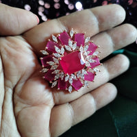 R040_Lovely American Diamond studded ring with a touch of pink stones.