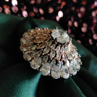 R042_Lovely designer American Diamond studded statement ring with delicate stone work.