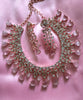 N0512_Elegant designer signature American Diamond stones embellished Choker necklace set with delicate stone work with a touch of pink stones.