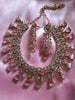 N0512_Elegant designer signature American Diamond stones embellished Choker necklace set with delicate stone work with a touch of pink stones.