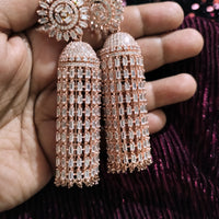 E0865_Stylish  American diamond embellished danglers with delicate stone work.