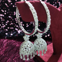 E0864_Ravishing Hoop style American diamond embellished Jumkas with delicate stone work.