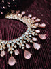 N0512_Elegant designer signature American Diamond stones embellished Choker necklace set with delicate stone work with a touch of pink stones.