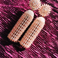 E0865_Stylish  American diamond embellished danglers with delicate stone work.