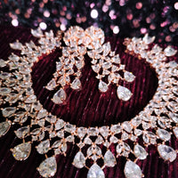 N0515_Ravishing designer necklace embellished with american diamond stones with delicate stone  work.