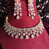 N0515_Ravishing designer necklace embellished with american diamond stones with delicate stone  work.
