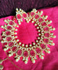 N0517_Lovely traditional style American Diamond necklace set with delicate stone work  with a touch of  red ruby stones along with pearl drops.