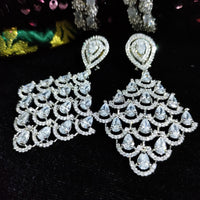 E0865_Elegant style American diamond embellished diamond shaped danglers with delicate stone work.