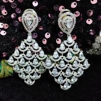 E0865_Elegant style American diamond embellished diamond shaped danglers with delicate stone work.