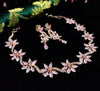 N0488_Lovely flower design american diamond studded choker necklace set with a touch of pink stones.