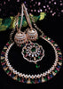 N0505_Gorgeous  designer rose gold american diamond embellished necklace set with a touch of  multi colour