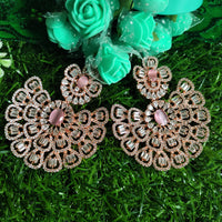 E0866_Ravishing designer American diamond embellished grand danglers with delicate stone work.