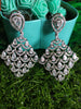 E0865_Elegant style American diamond embellished diamond shaped danglers with delicate stone work.