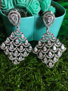E0865_Elegant style American diamond embellished diamond shaped danglers with delicate stone work.