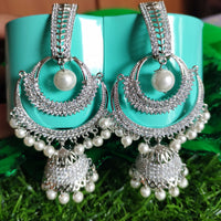 E0867_Ravishing designer American diamond embellished grand danglers with a drop of jumka.