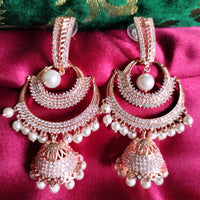 E0867_Ravishing designer American diamond embellished grand danglers with a drop of jumka.