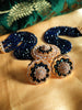 N0530_Classic designer crystal Grand circular shaped pendant choker necklace set studded  with  American diamond stones.