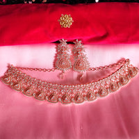 N0531_Ravishing designer necklace embellished with american diamond stones with a touch of pink stones.