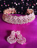 N0532_Lovely designer necklace embellished with american diamond stones with a touch of pink stones.