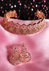 N0532_Lovely designer necklace embellished with american diamond stones with a touch of pink stones.