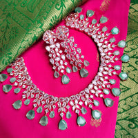 N0534_Lovely designer rose gold choker necklace embellished with american diamond stones with delicate work.