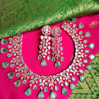 N0534_Lovely designer rose gold choker necklace embellished with american diamond stones with delicate work.