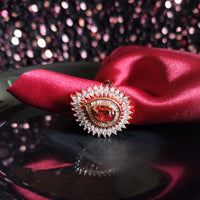 R048_Lovely tear drop design American Diamond studded statement ring with delicate stone work.