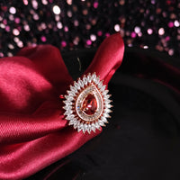 R048_Lovely tear drop design American Diamond studded statement ring with delicate stone work.