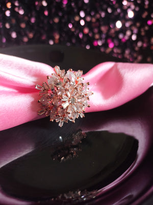 R049_Lovely flower design American Diamond studded statement ring with delicate stone work.