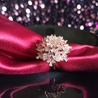 R049_Lovely flower design American Diamond studded statement ring with delicate stone work.