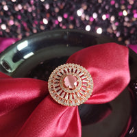 R054_Elegant designer American Diamond studded statement ring with delicate stone work.