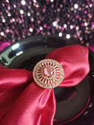 R054_Elegant designer American Diamond studded statement ring with delicate stone work.