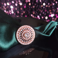 R050_Elegant designer American Diamond studded statement ring with delicate stone work.
