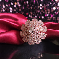 R052_Elegant designer American Diamond studded statement ring with delicate stone work.