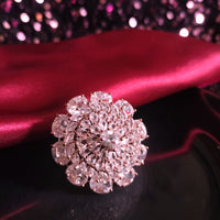 R052_Elegant designer American Diamond studded statement ring with delicate stone work.