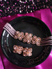 N0498_Classy pink crystal flower design choker necklace set studded  with  American diamond stones.