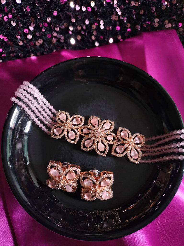 American Diamond Studded Choker Necklace Set