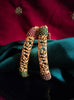 B0318_Classic Style Gold plated bangles studded with pink & green ruby stones.